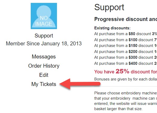 my tickets system in embroidery library