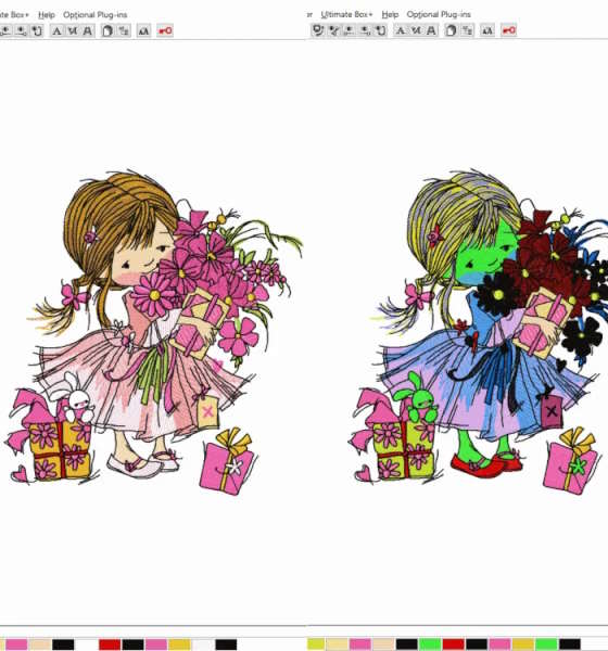 embroidery design shown in different color palettes