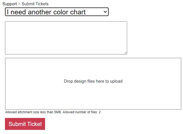 ticket about another color chart