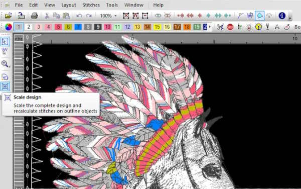 resize embroidery design in my editor software