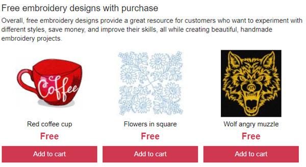 Choose free embroidery designs in special category