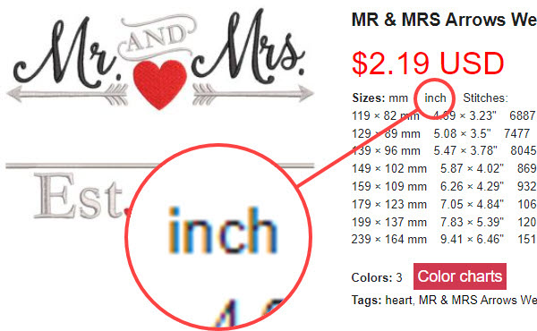 current measure embroidery design