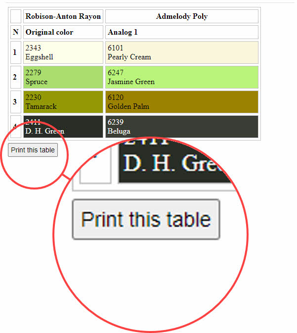 Final print color chart