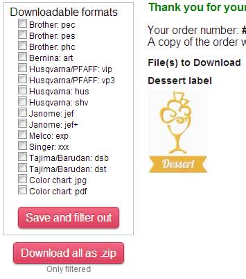 Filter embroidery files without choose